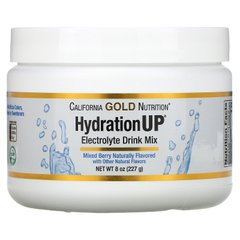 Порошкова суміш для напоїв з електролітом ягідна суміш California Gold Nutrition (HydrationUP Electrolyte Drink Mix Powder Mixed Berry) 227 г