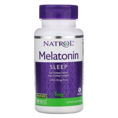 Мелатонін, Melatonin, Natrol, 1 мг, 180 таблеток