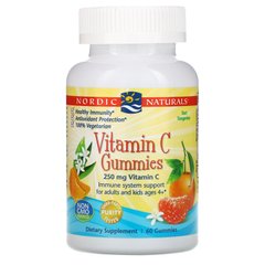 Витамин C в форме жевательных мишек со вкусом мандарина Nordic Naturals (Vitamin C Gummies Tart Tangerine) 250 мг 60 мишек купить в Киеве и Украине