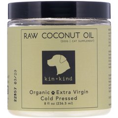 Сира кокосова олія, Raw Coconut Oil, Skin,Coat, Kin + Kind, 237 мл