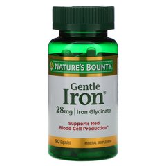 Залізо м'якої дії Nature's Bounty (Gentle Iron) 28 мг 90 капсул