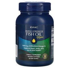 Риб'ячий жир потрійної сили, Triple Strength Fish Oil Mini, GNC, 120 міні-капсул