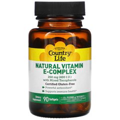 Комплекс натуральних вітамінів групи E Country Life (Natural Vitamin E-Complex with Mixed Tocopherols) 400 МЕ 90 гелевих капсул