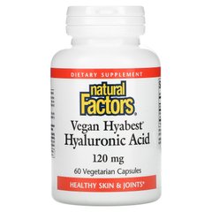 Natural Factors, Веганська гіалуронова кислота Hyabest, 120 мг, 60 вегетаріанських капсул