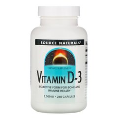 Витамин D-3 Source Naturals (Vitamin D-3) 5000 МЕ 240 капсул купить в Киеве и Украине