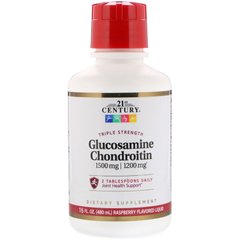 Рідкий Глюкозамін Хондроїтин 21st Century (Glucosamine Chondroitin Liquid Raspberry) 1500 мг / 1200 мг зі смаком малини 480 мл