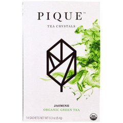 Жасмин, органічний зелений чай, Pique Tea, 14 пакетиків, 0,3 унції (8,4 г)
