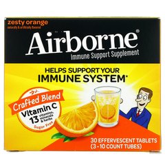 Імунна підтримка з вітаміном С смак апельсина AirBorne (Vitamin C) 3 тубуса по 10 таблеток у кожному