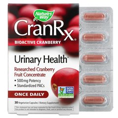 CranRx, Здоровье мочевыводящих путей, биологически активная клюква, Nature's Way, 500 мг, 30 вегетарианских капсул купить в Киеве и Украине