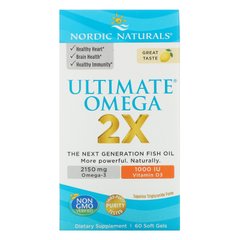 Ultimate Omega2X з вітаміном D3, смак лимону, Nordic Naturals, 60 м'яких капсул