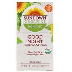 На добраніч, трав'яний комплекс, Good Night Herbal Complex, Sundown Organics, 30 таблеток