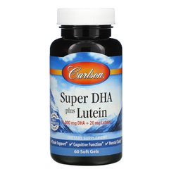 ДГК і лютеїн Carlson Labs (Super DHA + Lutein) 1000 мг / 20 мг 60 капсул