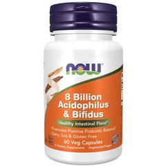 Пробіотики Now Foods (8 Billion Acidophilus & Bifidus) 60 вегетаріанських капсул