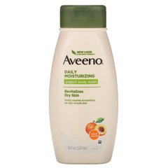 Природні активні компоненти, зволожувальний гель для душу з йогуртом для щоденного використання, абрикосово-медовий, Aveeno, 18 рідких унцій (532 мл)
