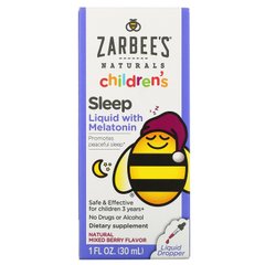 Дитяча рідина для сну з мелатоніном натуральна ягода Zarbee's (Children Sleep Liquid with Melatonin Natural Berry) 30 мл