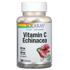 Витамин C с эхинацеей, Vitamin C With Echinacea, Solaray, 500 мг, 120 вегетарианских капсул купить в Киеве и Украине