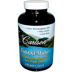 Мультивітаміни і мінерали з Омега-3 Carlson (Fish Oil Multi) 120 капсул