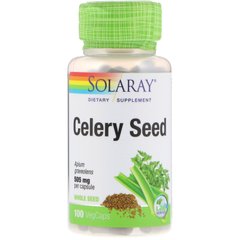 Семена сельдерея, Celery Seed, Solaray, 505 мг, 100 растительных капсул купить в Киеве и Украине