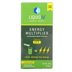 Liquid IV, Energy Multiplier, суміш для енергетичних напоїв Supercharged, лимонний імбир, 10 пакетів у стиках, по 0,56 унції (16 г) кожна