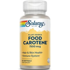 Бета-каротин пищевой Solaray (Food Carotene) 7500 мкг 50 гелевых капсул купить в Киеве и Украине