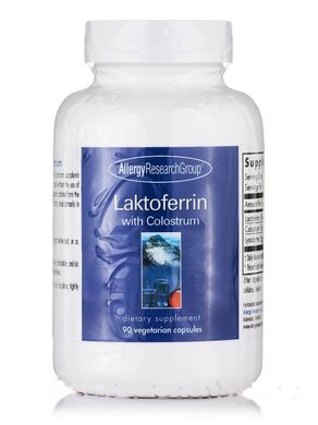Лактоферин з молозива, Laktoferrin with Colostrum, Allergy Research Group, 90 вегетаріанських капсул