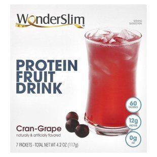 WonderSlim, Protein Fruit Drink, Cran-Grape, 7 Packets, 17 g Each купить в Киеве и Украине