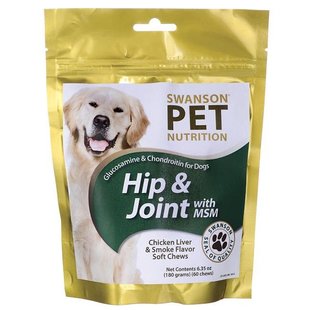 Глюкозамин и хондроитин для собак, бедра и сустава с МСМ, Glucosamine & Chondroitin for Dogs Hip & Joint with MSM, Swanson, 180 грам купить в Киеве и Украине