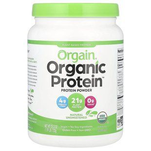 Organic protein powder, plant-based, natural, unsweetened, Orgain, 1.59 lbs (720 g)