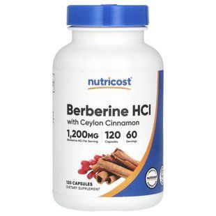 Nutricost, Berberine HCl With Ceylon Cinnamon, 1,200 mg, 120 Capsules (600 mg Per Capsule) купить в Киеве и Украине