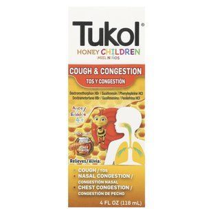 Tukol, Honey Children, Cough & Congestion, Ages 4+, Natural Honey, 4 fl oz (118 ml) купить в Киеве и Украине