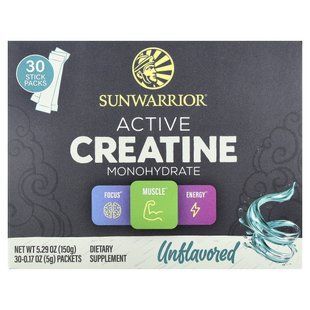 Sunwarrior, активный моногидрат креатина, без добавок, 30 пакетиков по 5 г (0,17 унции) купить в Киеве и Украине