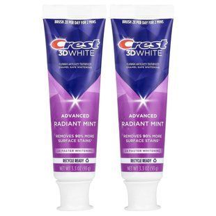 Crest, 3D White Advanced, Fluoride Anticavity Toothpaste, Radiant Mint, 2 Pack, 3.3 oz (93 g) Each купить в Киеве и Украине