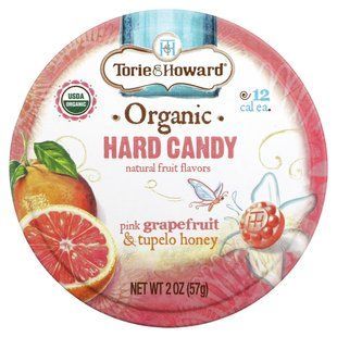 Organic candies, pink grapefruit and Tupelo honey, Torie & Howard, 57 g (2 oz).