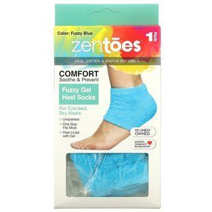 ZenToes, Gel Heel Socks Fuzzy, Blue, 1 Pair