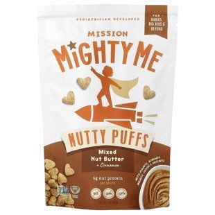 Mission MightyMe Nutty Puffs Snacks (42g) with nut butter and cinnamon