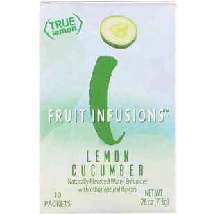 Настоящий лимон, фруктовый настой, лимонный огурец, True Lemon, Fruit Infusion, Lemon Cucumber, True Citrus, 10 пакетов, 0,26 унции (7,5 г) купить в Киеве и Украине