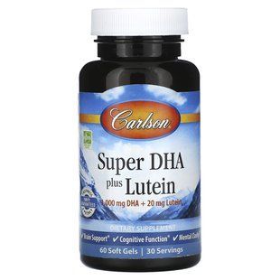 ДГК и лютеин Carlson Labs (Super DHA+Lutein) 1000 мг/20 мг 60 капсул купить в Киеве и Украине