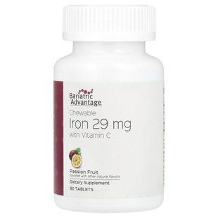 Зализо с витамином C Bariatric Advantage (Chewable Iron with Vitamin C) 90 жевательных таблеток маракуйя купить в Киеве и Украине