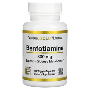 Бенфотиамин California Gold Nutrition (Benfotiamine) 300 мг 90 растительных капсул купить в Киеве и Украине