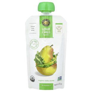 Love Child Organics, Organic Baby Puree, 6 Months+, Pears, Kale, Peas, 4 oz (113 g) купить в Киеве и Украине