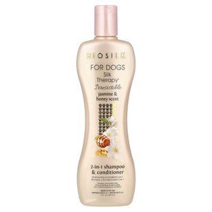Biosilk, Silk Therapy&reg;, 2-In-1 Shampoo & Conditioner, For Dogs, Jasmine & Honey, 12 fl oz (355 ml) купить в Киеве и Украине