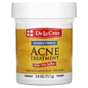 Серная мазь лечение акне максимальный эффект De La Cruz (Acne Treatment Ointment with 10% Sulfur Maximum Strength) 73,7 г купить в Киеве и Украине