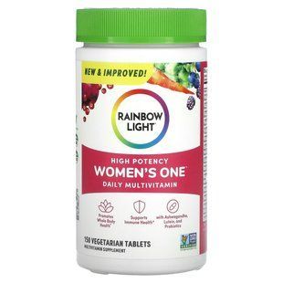 Мультивитамины для женщин на пищевой основе, Women's One Multivitamin, Rainbow Light, 150 таблеток купить в Киеве и Украине