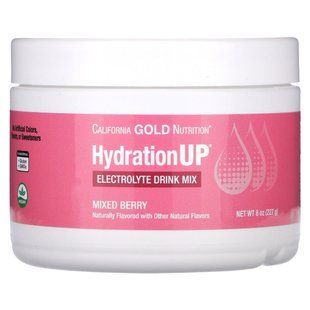 Порошковая смесь для напитков с электролитом ягодная смесь California Gold Nutrition (HydrationUP Electrolyte Drink Mix Powder Mixed Berry) 227 г купить в Киеве и Украине