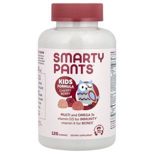 Kids Complete, Мультивитамины, Омега3 Рыбий жир, Витамин D3 и B12, Вишня, SmartyPants, 120 жевательных таблеток купить в Киеве и Украине