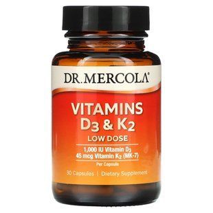 Dr. Mercola, Vitamins D3 & K2 Low Dose, 30 Capsules купить в Киеве и Украине