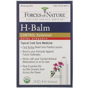 H-Balm, herpes treatment with increased potency, with roller applicator, Forces of Nature, 4 ml.