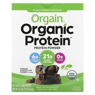 Orgain, Organic Protein Powder, Plant-Based, Creamy Chocolate Fudge, 1.62 oz (46 g) купить в Киеве и Украине
