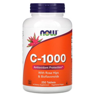 Витамин С c шиповником и биофлавоноидами Now Foods (С-1000 Vitamin C with Rose Hips and Bioflavonoids) 1000 мг 250 таблеток купить в Киеве и Украине