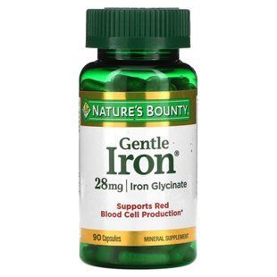 Залізо м'якої дії Nature's Bounty (Gentle Iron) 28 мг 90 капсул
